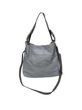 Chelsea28 Grey Flint Faux Leather Slouchy Hobo Shoulder Bag Crossbody Chain NWT